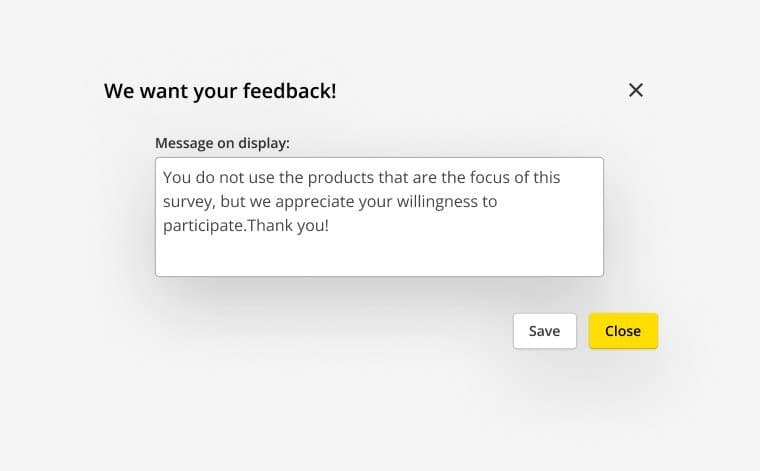 Message dialog for people who don't use the products.