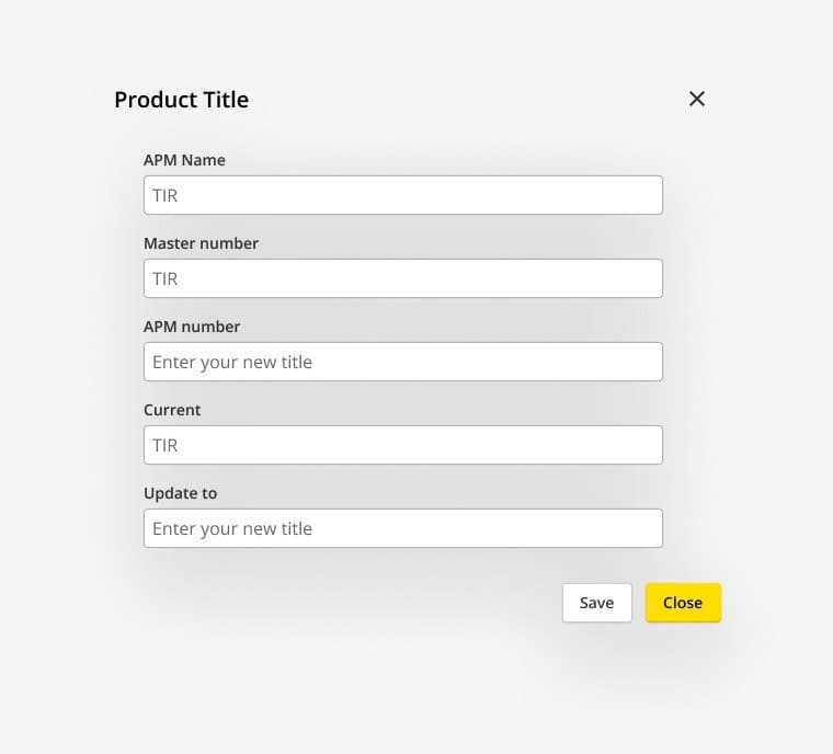 Dialog to rename a product for the audience.